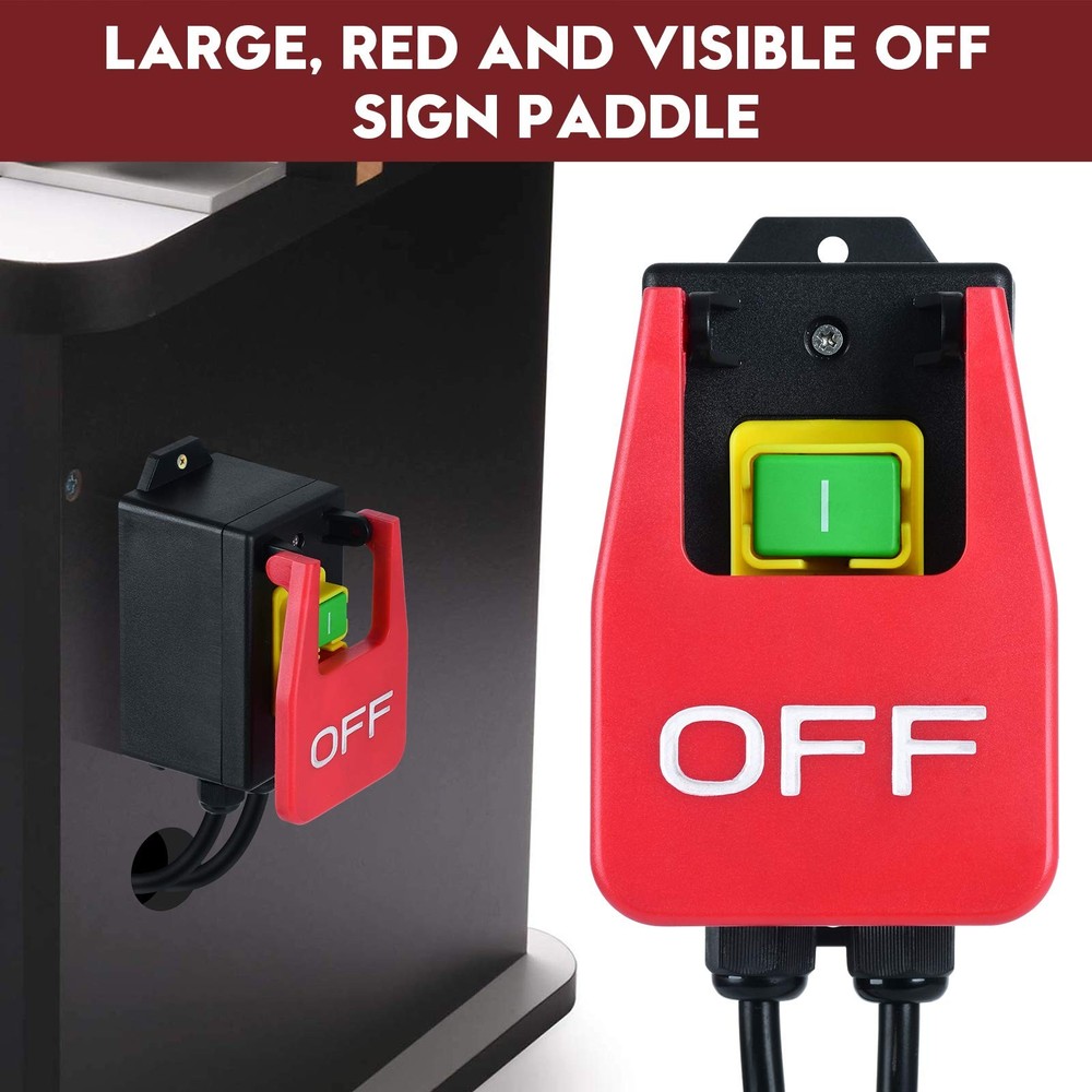 110V Single Phase On/Off Switch, Ortis Router Table Switch with Large Stop Sign