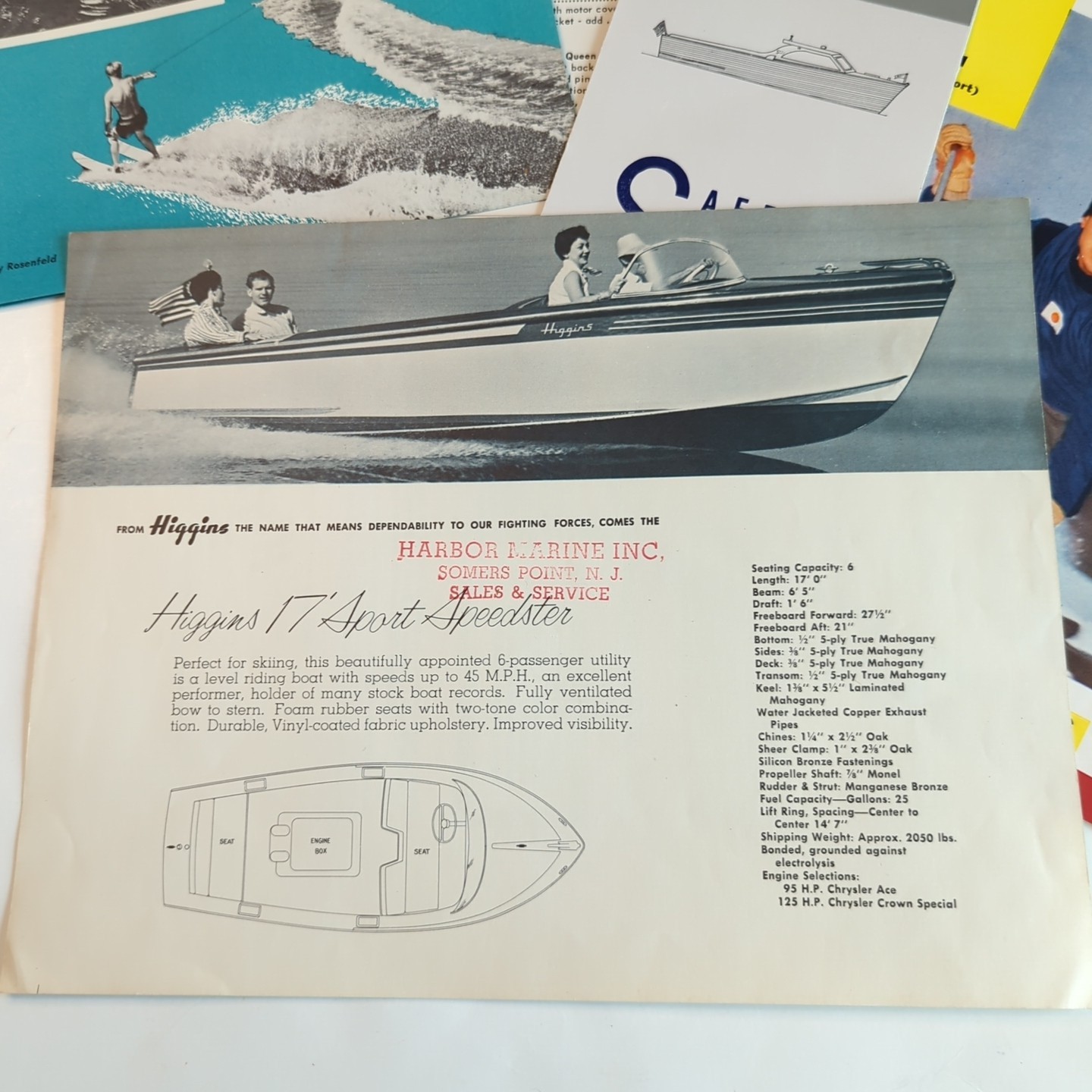 Lot Vintage 1956 Boat Brochures Catalogs Skimmar, Silverton Skiffs, Trollercraft