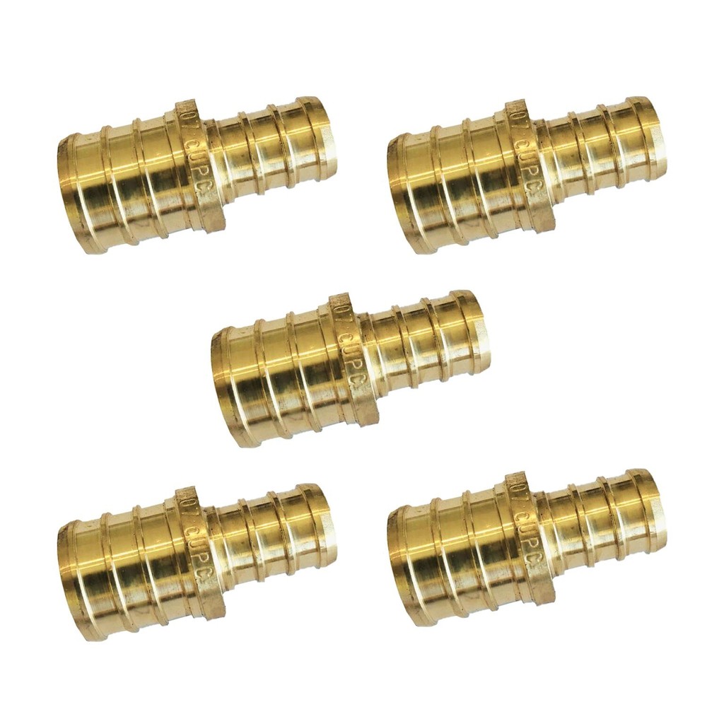 5 PCS EFIELD 3/4" X 1/2" PEX FITTING STRAIGHT REDUCING COUPLING, LEAD FREE