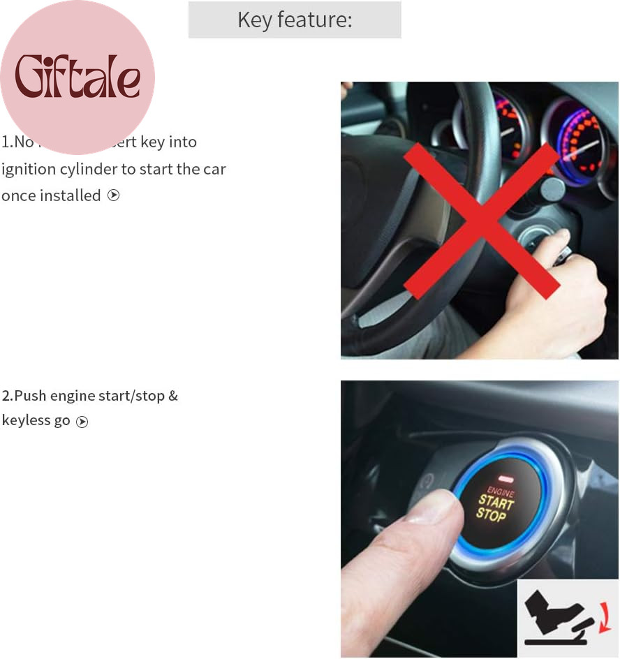 EC004 Smart RFID Push Engine Start Button Kit & Keyless Go System Upgrade Key St
