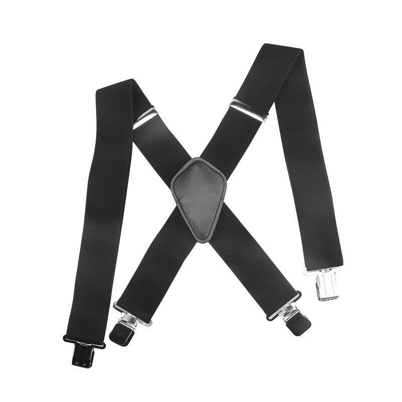 Adjustable Elastic General Pants Cross X-Type Suspender Strap Leather Crosspatch