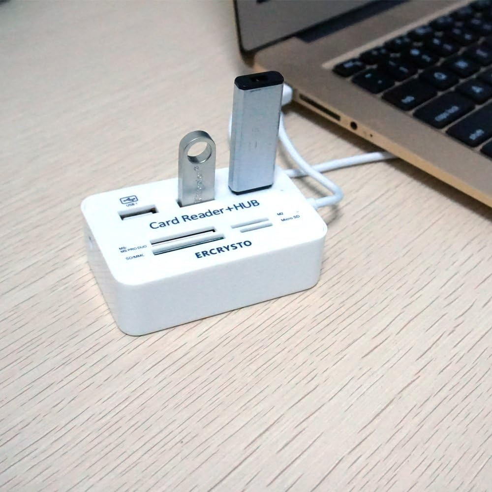 Card Reader and 3 Ports USB Hub, High Speed External Memory Card Reader (MS, Mic