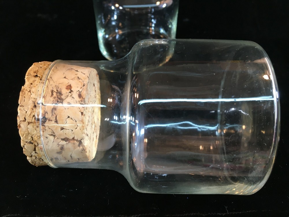 2 Small Glass Jars w/Cork Lids
