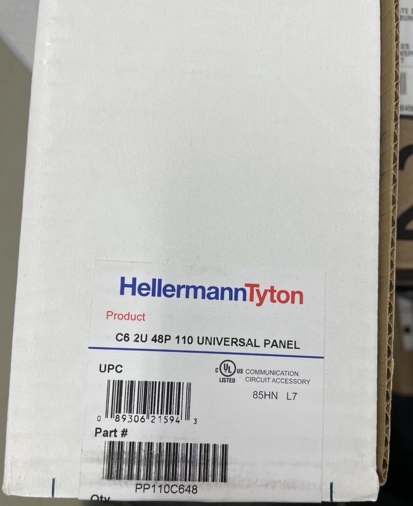 Hellermann Tyton PP110C648 Category 6 Universal 48 Port Patch Panel, 2U, Black