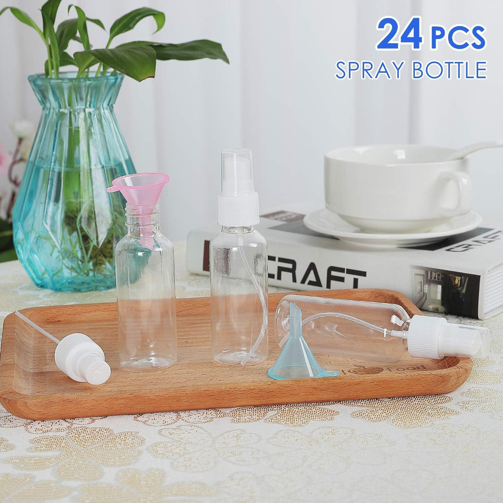 24 Pcs Spray Bottles 2Oz / 55Ml Clear Empty Mini Spray Bottles Refillable Contai