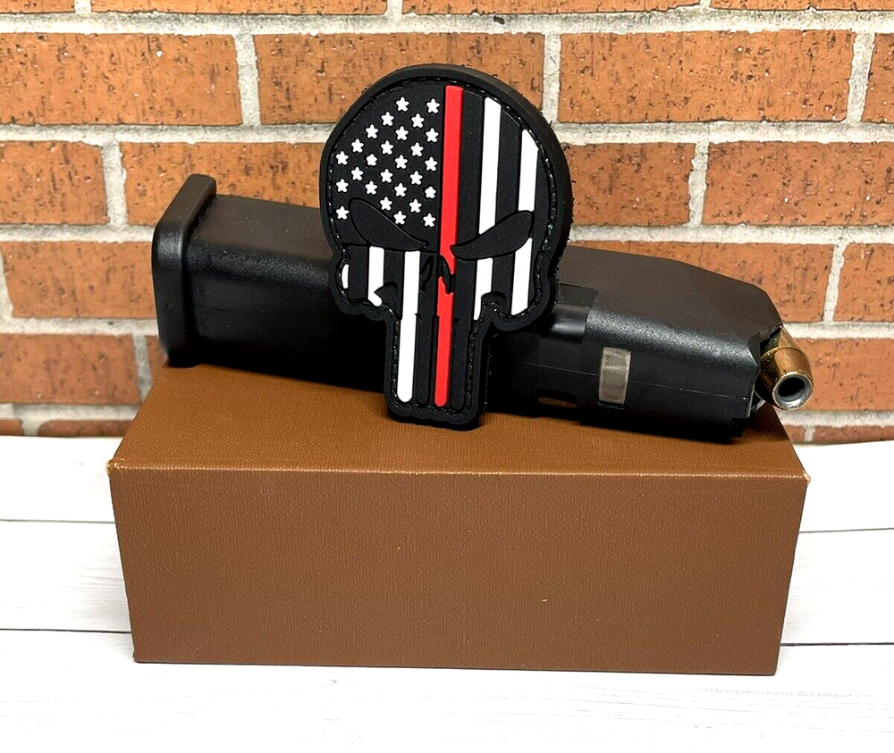 Punisher PVC Patch, Skull Tactical Morale Gun Thin Red Line Firefighter Patch