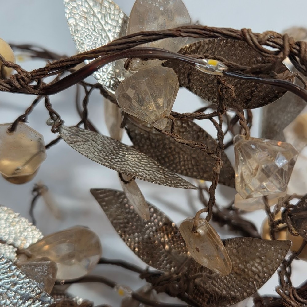 Pottery Barn Rustic Leaf String Lighted Garland 6ft Mini LED Wedding Holiday NIB