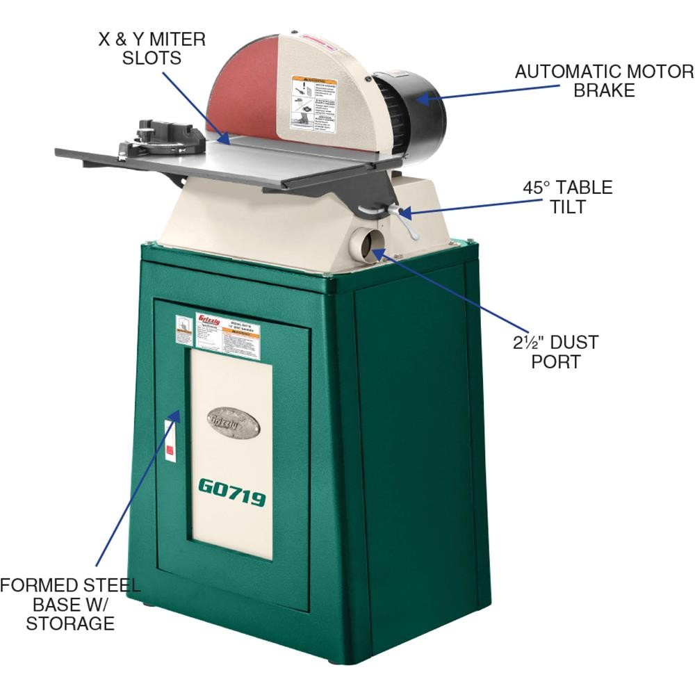 G0719 15" Disc Sander with Electronic Brake