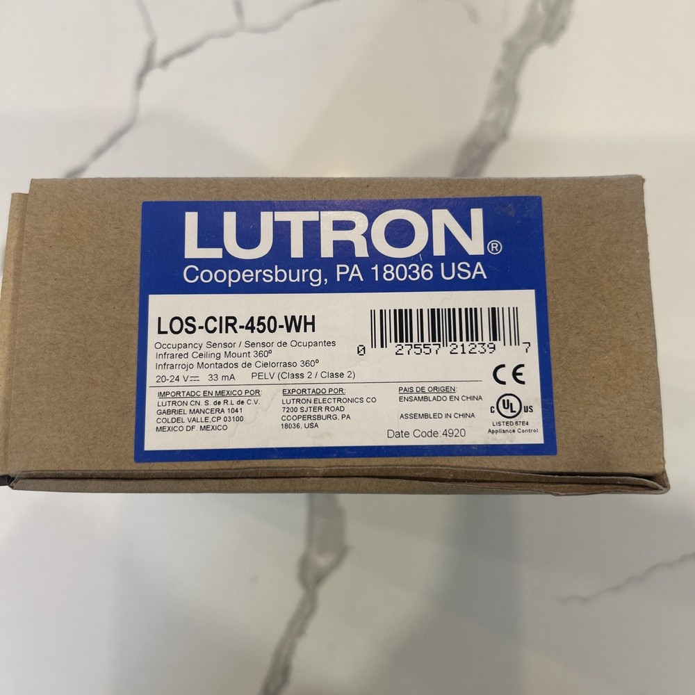 Lutron LOS-CIR-450-WH Motion Sensor, Infrared Ceiling Mount Occupancy Sensor,