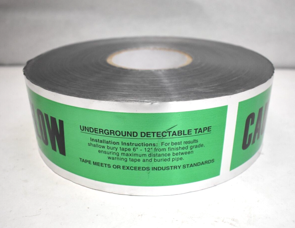Underground Detectable Tape Caution Buried Force Main Line Below Green 2"x1000'