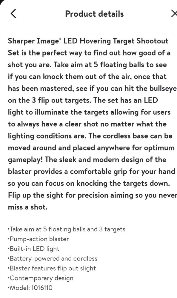 Sharper Image Game Hovering Target Shot - LED Gravity Z3