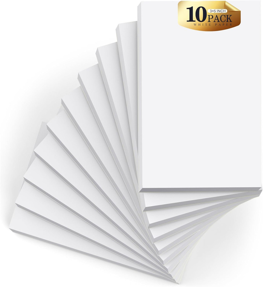 Small Note Pads 3X5 Pocket Notepad, 10 Pack Server Note Pads 3X5, White Memo Pad