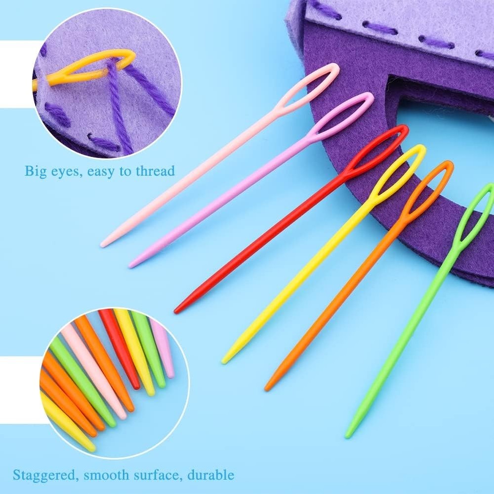30PCS Plastic Large Eye Sewing Needles, 3 Size Yarn Needle Set, silver