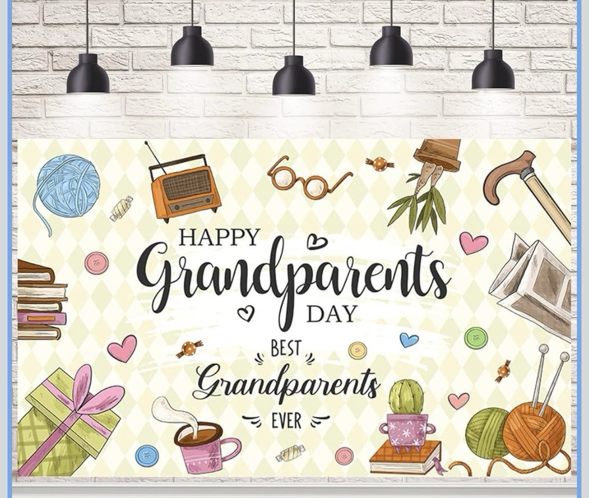 Happy Grandparents Day Banner - Extra Large, Back Ground Retro 5.9 X 3.6 Ft