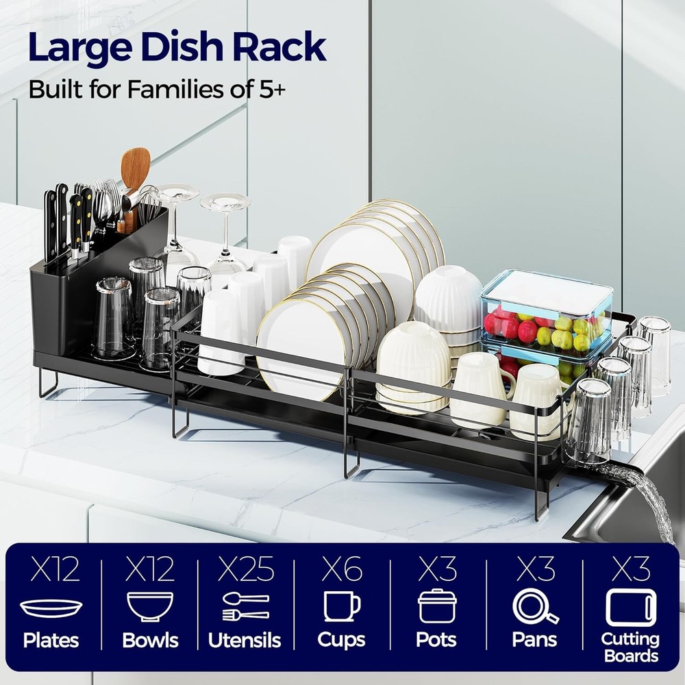 Large Dish Drying Rack Expandable Dish Rack Kitchen Counter Upgraded Dish