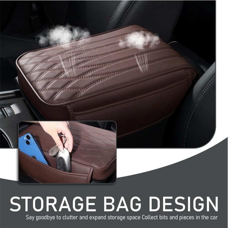 Universal Car Armrest Cushion Auto Center Console Cover Pad with Storage Pocket