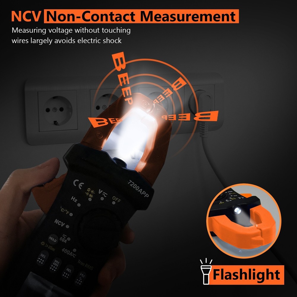 BTMETER Digital Clamp Meter TRMS Multimeter AC DC Volt Amp Ohm NCV Data Logging