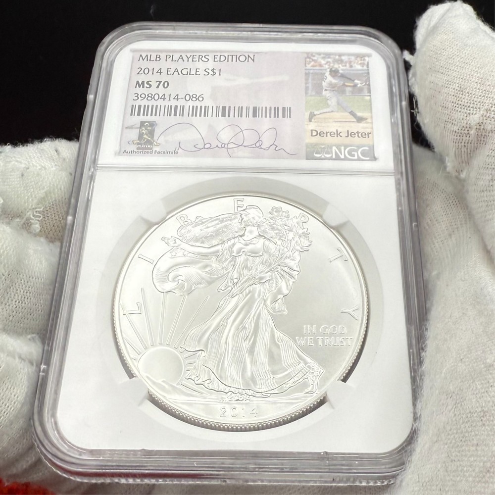2014 $1 Silver Eagle NGC MS70 Rare MLB Players Edition Derek Jeter Signed Mint