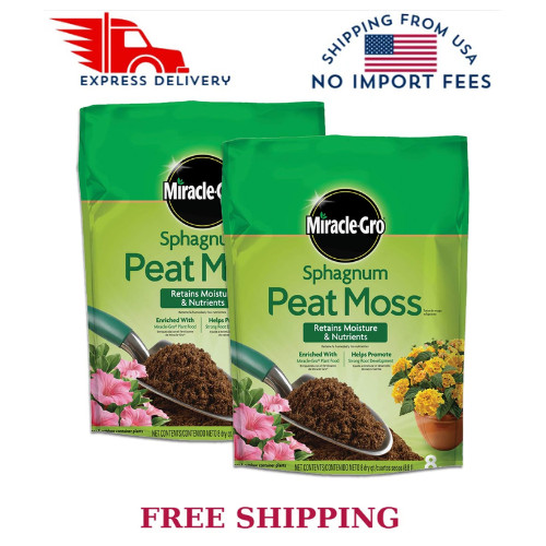 Sphagnum Peat Moss, 8 qt., For Containers and In-Ground Soil (2-Pack)