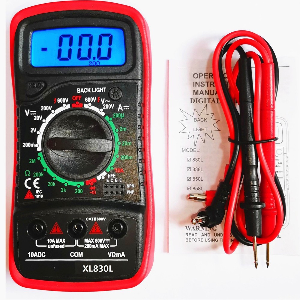 Digital Multimeter AC DC Voltmeter Ammeter Ohmmeter Volt Tester Meter XL830L