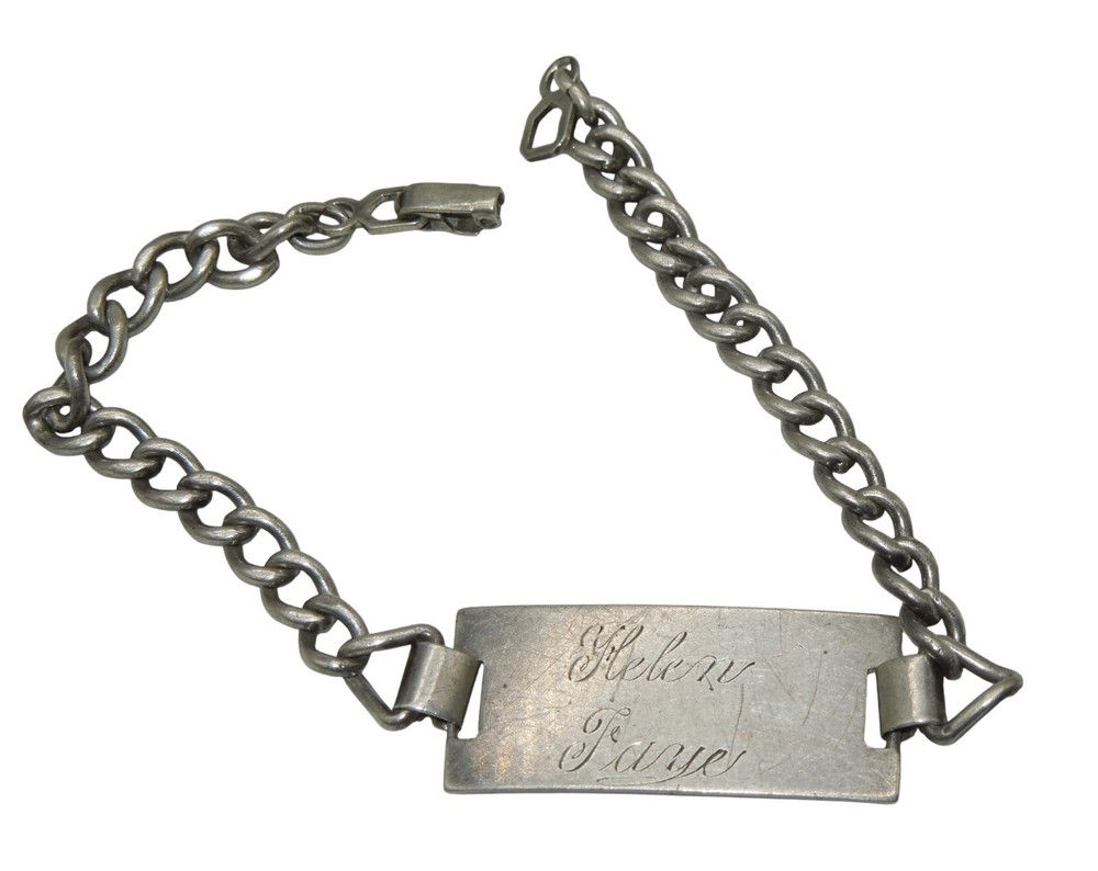 Original WWII US Military Woman's STERLING ID Bracelet Helen Faye CA5