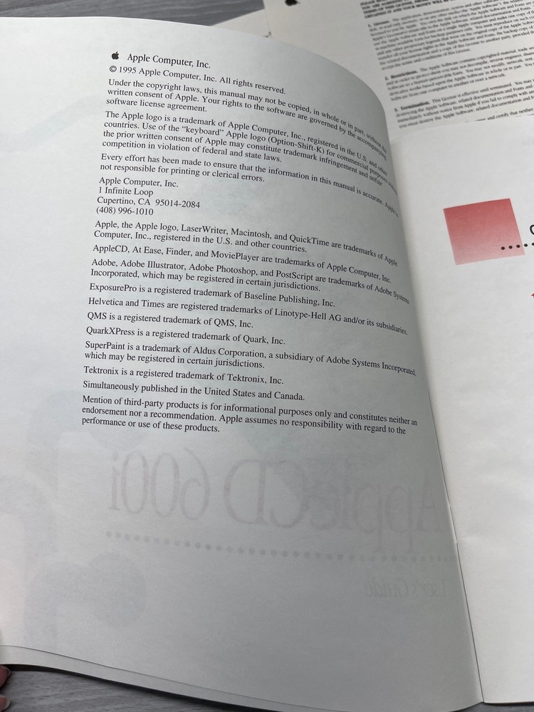 AppleCD 600i Apple Macintosh Mac Apple CD Manual User Guide Vintage 1995