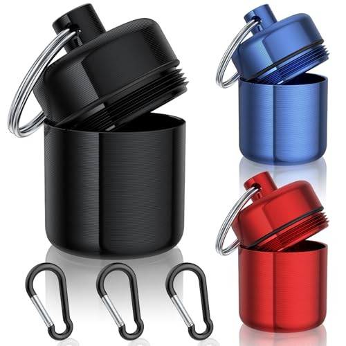 Small Pill Case, (3 Pack) Keychain Pill Holder with Strong Multicolor