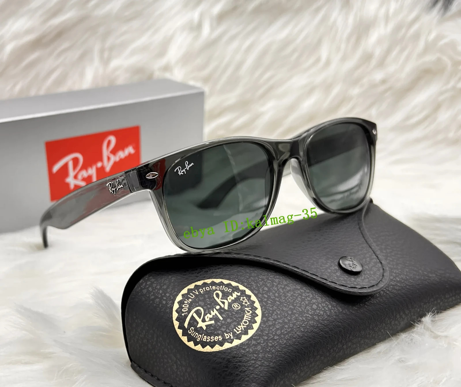 Ray-Ban RB2132 New Wayfarer Sunglasses 55mm Grey Frame Blue Lens UV400