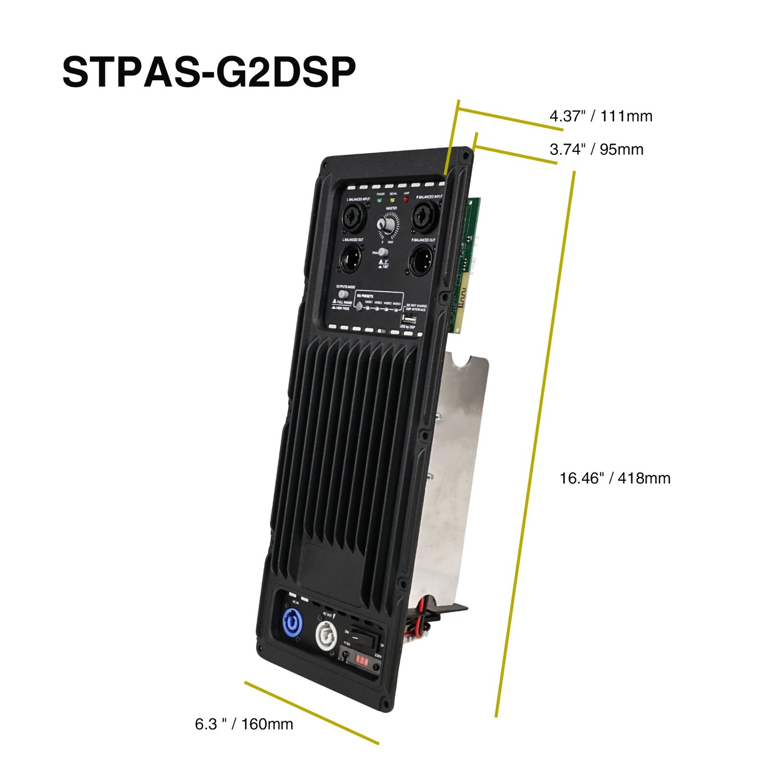 Sound Town Class-D Plate Amp for Sub Cabinet, 800W Continuous, LPF (STPAS-G2DSP)