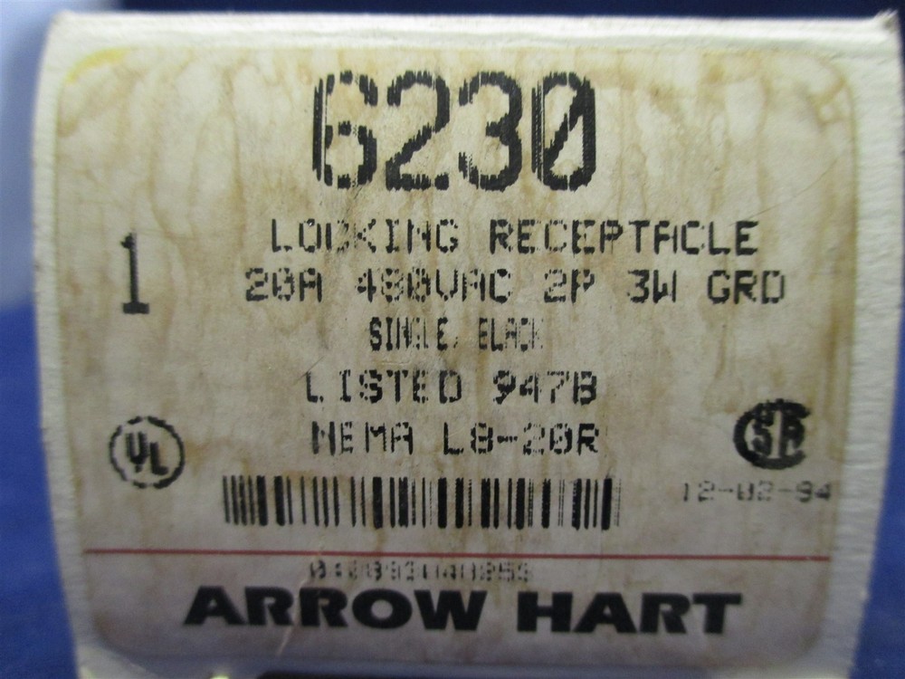 Arrow Hart Locking Receptacle 6230 new