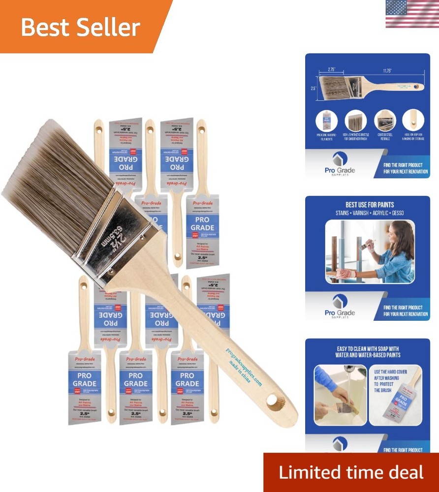 Multicolor 2.5-Inch Angle Brushes: 12 Durable Paint Brushes for All Paint Types