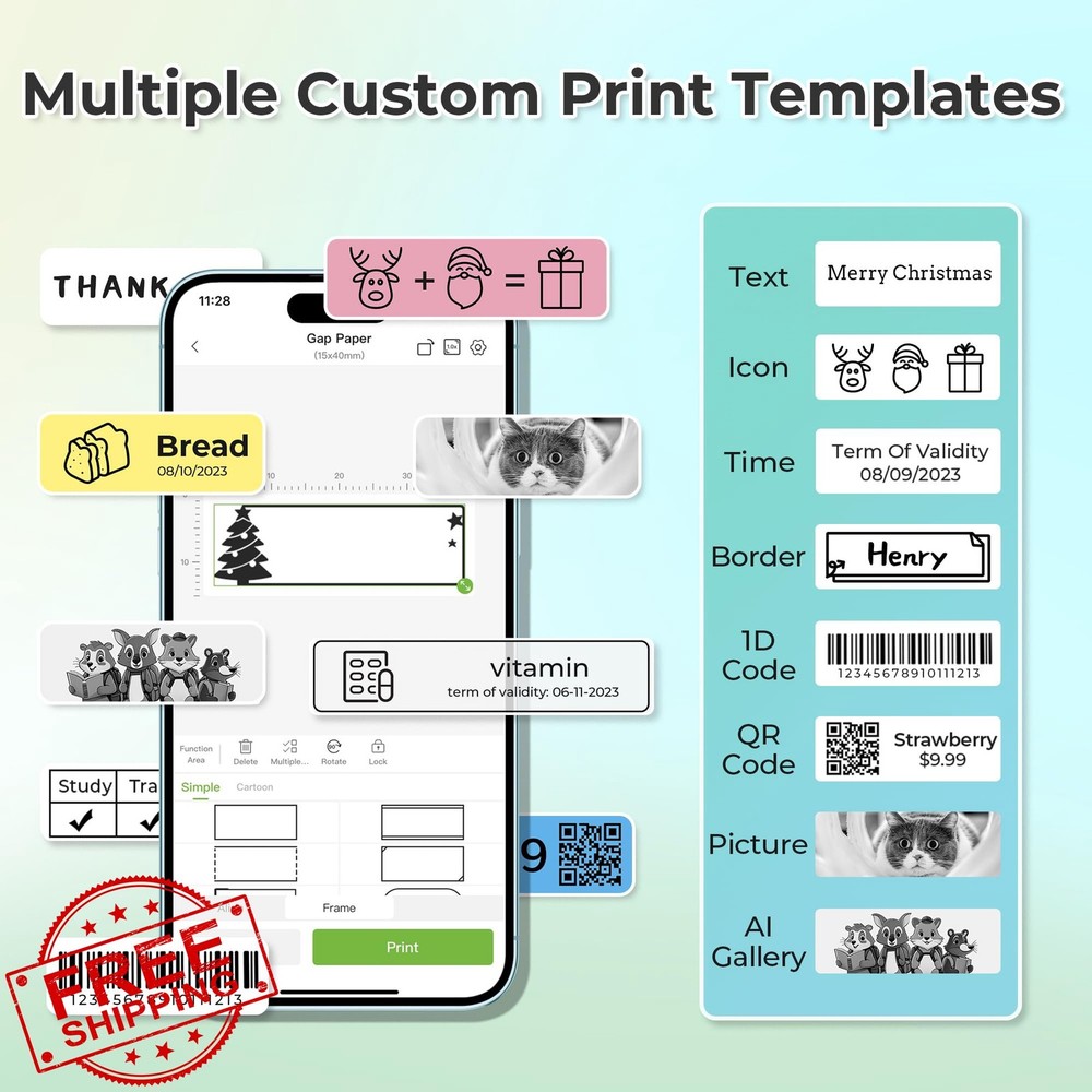Nelko Label Maker Machine with Tape, P21 Bluetooth Label Printer, Wireless Mi...