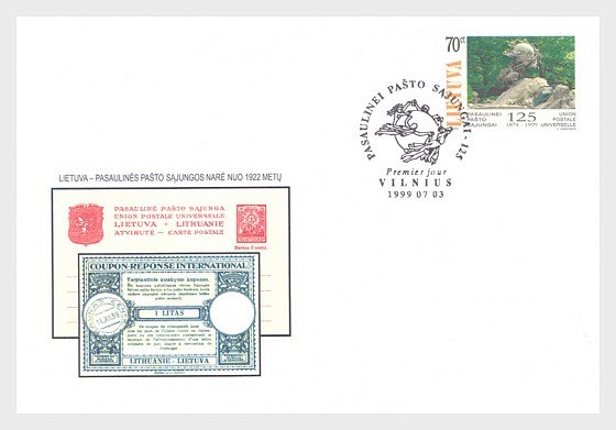 Lithuania - 125th Anniversary of UPU (FDC)