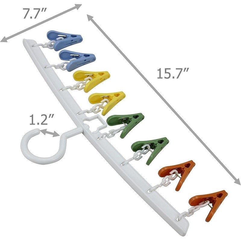 Portable Clothes Drying Rack 360° Swivel Hook Rust Resistant Space Saving Clips