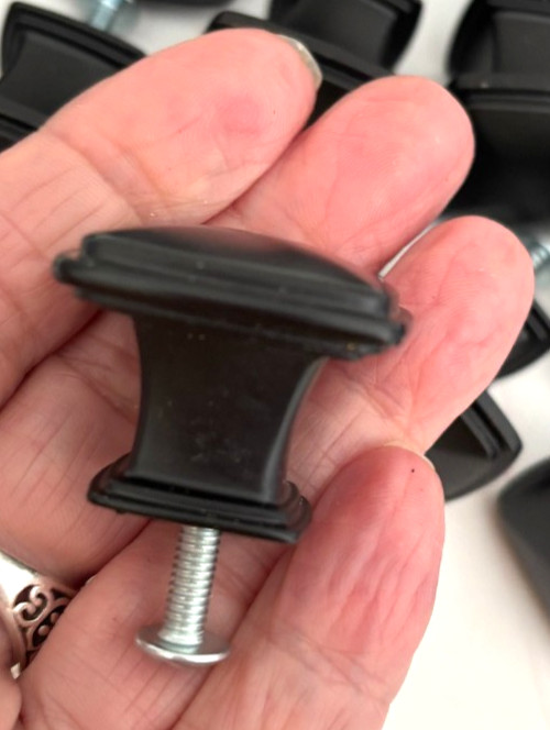 SET of 2 Matte BLACK 1.25" SQUARE Metal Drawer PULL KNOBS Cabinet Cupboard Pull