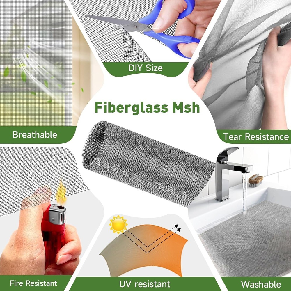 Window Screen Adjustable Magnetic Window Screen Replacement Max 39” x 59” DIY