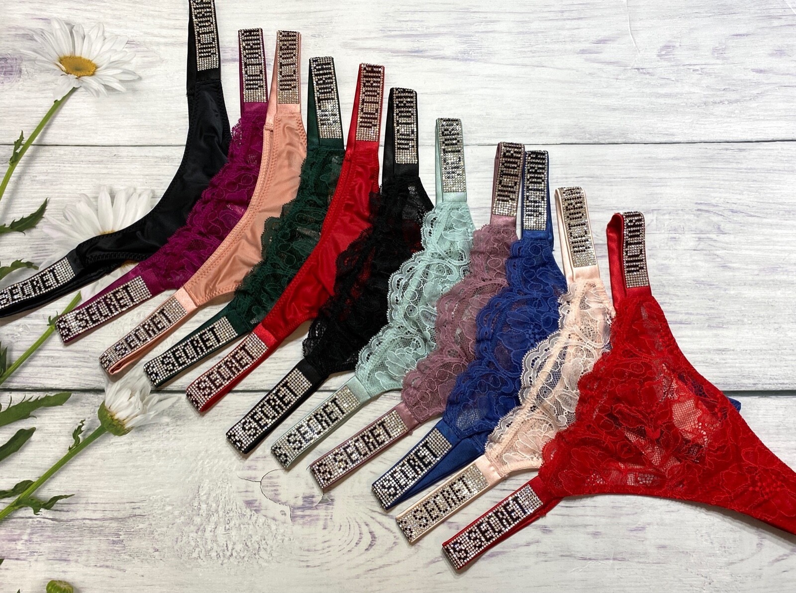 Victoria's Secret Shine Strap Thong Bling Very Sexy Panty Rhinestone All Sizes