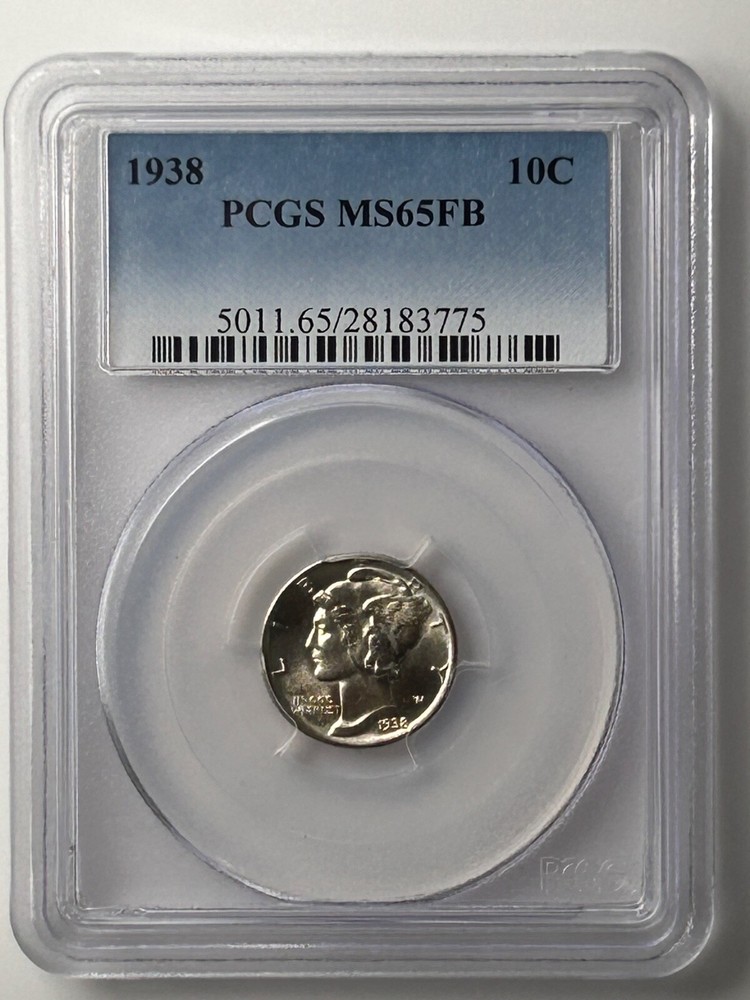 1938 P Mercury Silver Dime PCGS MS65 FB