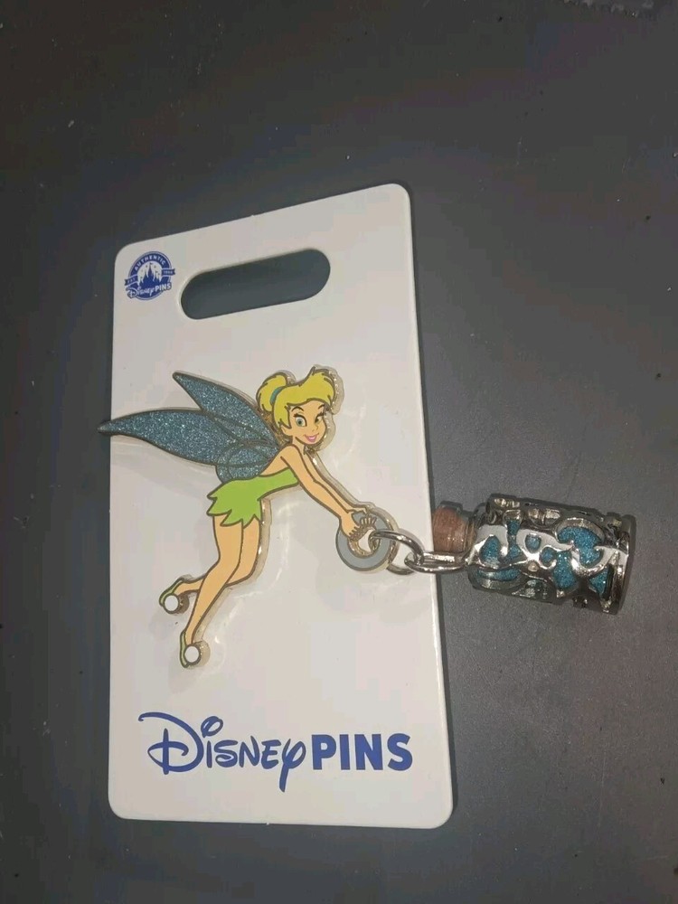 Disney Pin Tinker Bell Glitter Wings Glass Jar Pixie Dust