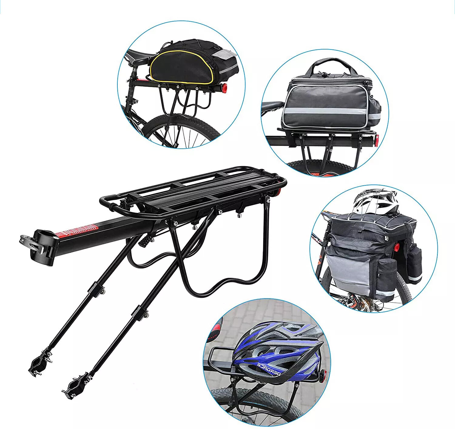 Rear Bike Rack Cargo Rack Alloy Luggage Carrier Bicycle 110 Lbs Capacity Holder