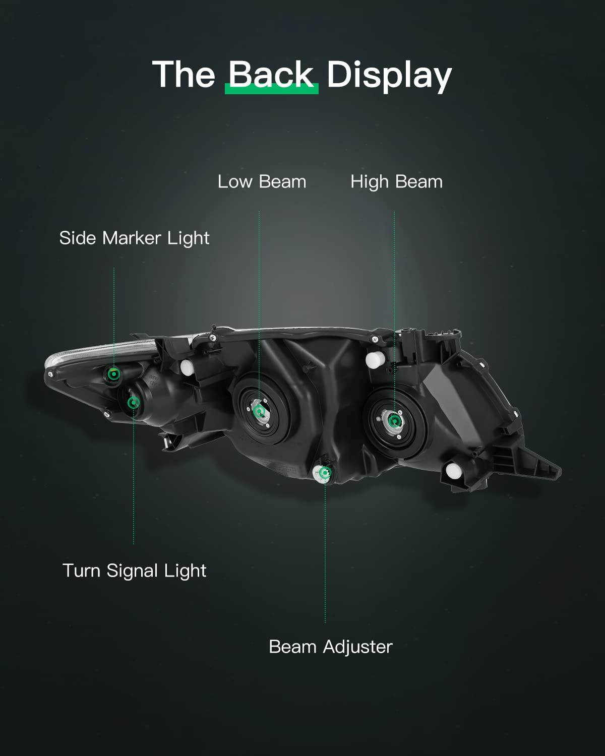 Headlight Assembly Replacement For Toyota Corolla Black Housing Amber Reflector