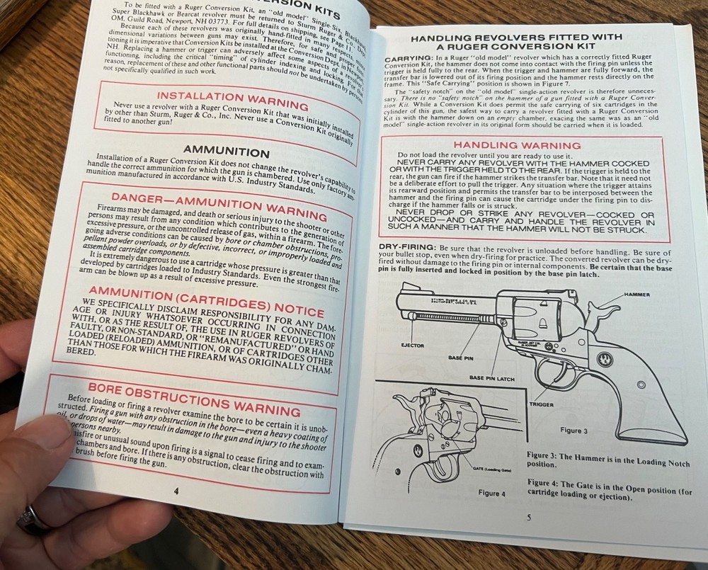 INSTRUCTION MANUAL FOR RUGER. "OLD MODEL" SINGLE ACTION REVOLVERS 1993