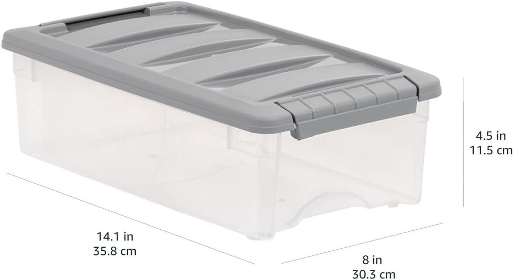 Plastic Storage Containers W/ Secure Latching Lids Stackable Organization Bin