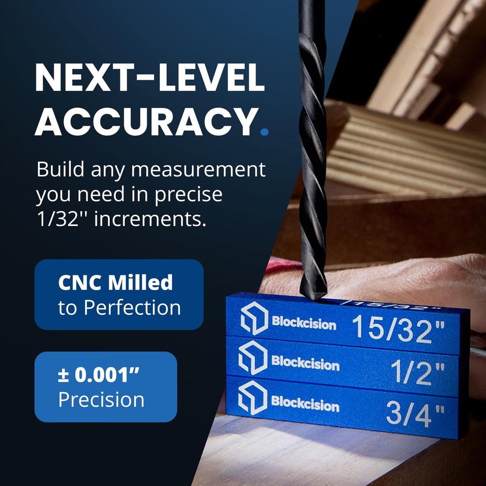 Blockcision Setup Blocks Woodworking Tools - Height Gauge Block Set with Easy