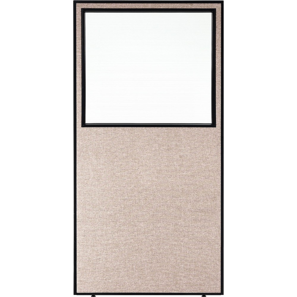 Office Partition Panel With Partial Window 36-1/4"W x 60"H Tan