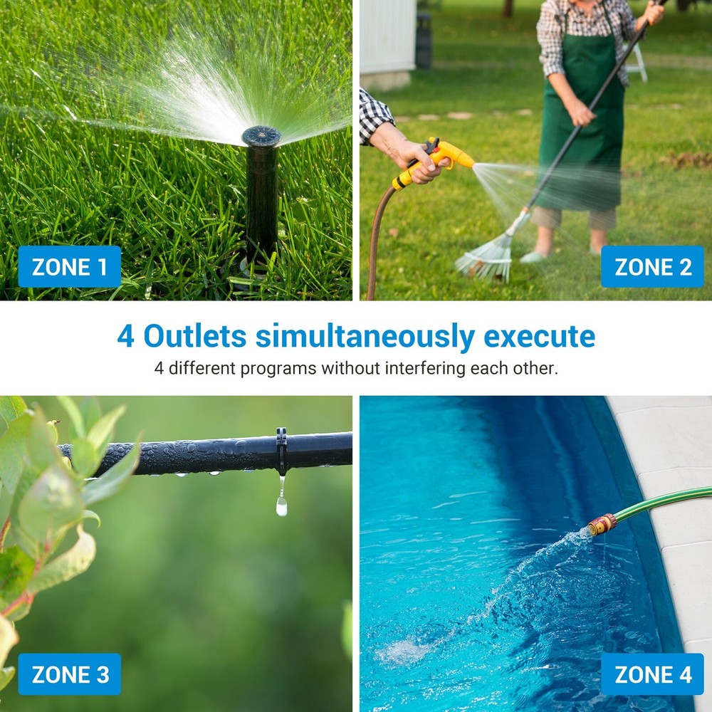 DEWENWILS Sprinkler Timer 4 Zone , Outdoor Garden Water Hose Timer Programmable