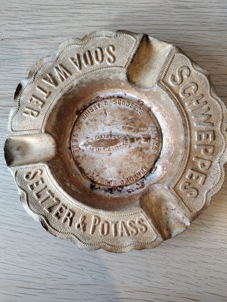 Antique Aluminium Schweppes Ashtray