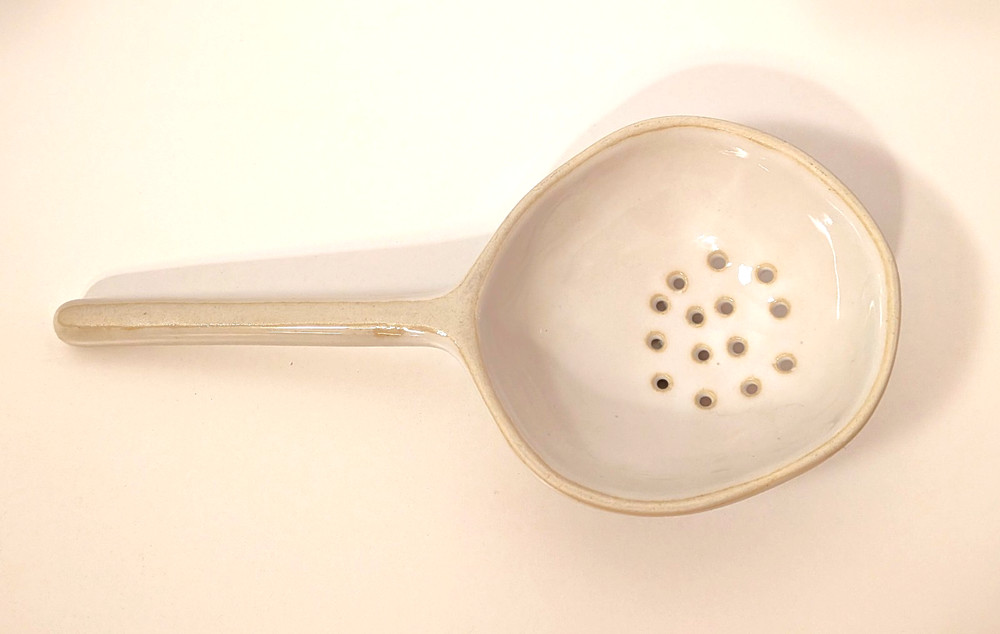 Stoneware Strainer Spoon Reactive Glaze 7" Single Utensil Kitchen Tools Scooper