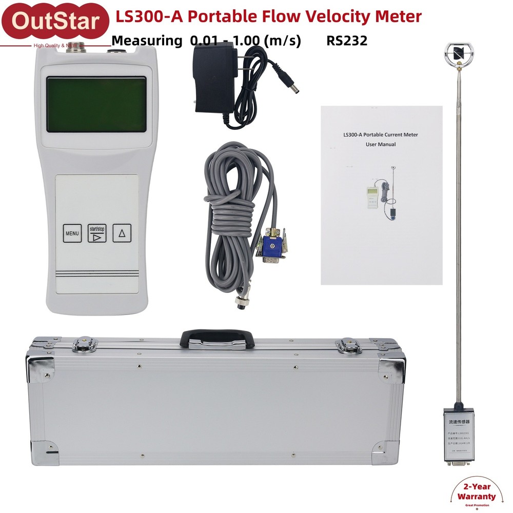 Portable Flow Velocity Meter Handheld Propeller Type Flow Speed Tester LS300-A