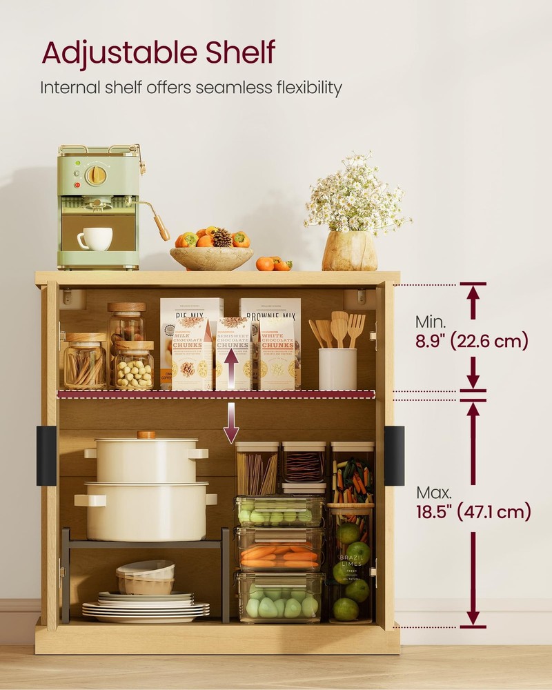 MAXE Collection - Buffet Cabinet, Fluted Console Cabinet, Sideboard with Adju...
